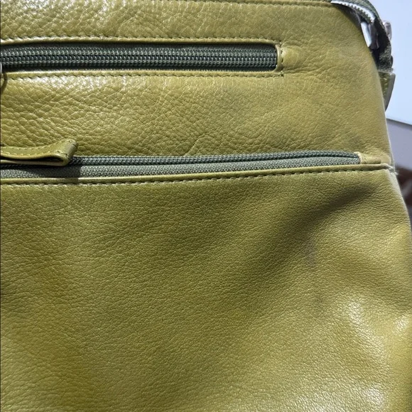 Osgoode Marley olive leather crossbody bag w tons of storage